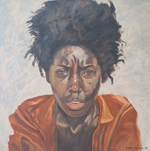 Load image into Gallery viewer, Large oil painting of black woman with afro hair