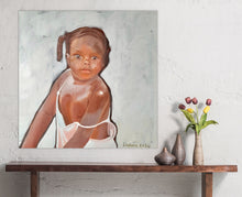 Load image into Gallery viewer, African girl child painting hanging in place